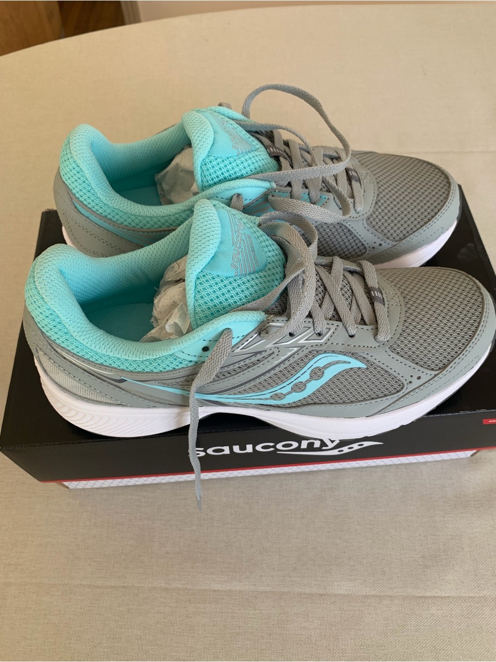 Saucony Women’s Grey and Aqua Athletic Running Shoes